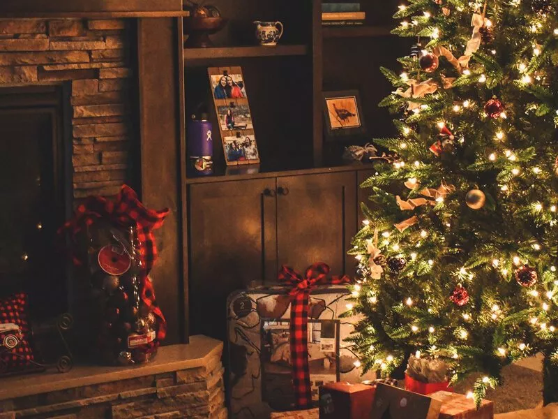 A living room at Christmas