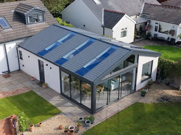 Clearview Living Space with Glass Roof Panels on Tiled Roof
