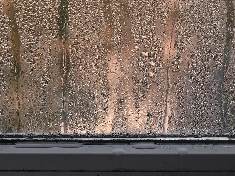 Window glazing with condensation