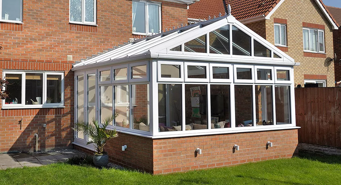 Gable conservatories have an elevated roof that help give this structure a feeling of height